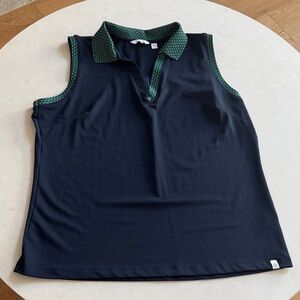 Lady Hagen Navy and Green Sleeveless Polo Top
